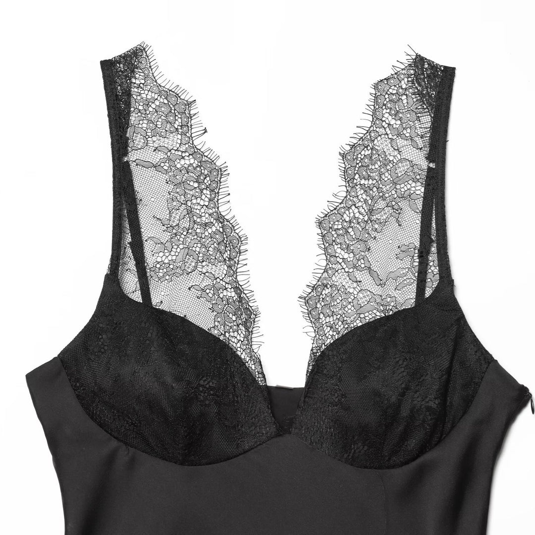 Dame elegant camisoletopp med spissbesetning og høykvalitets stoff Skjora