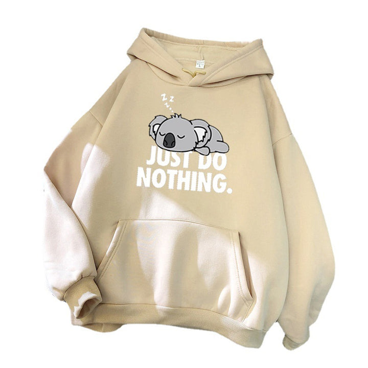 Damen Kapuzenpullover mit verspieltem Koala-Motiv und motivierendem Schriftzug Skjora