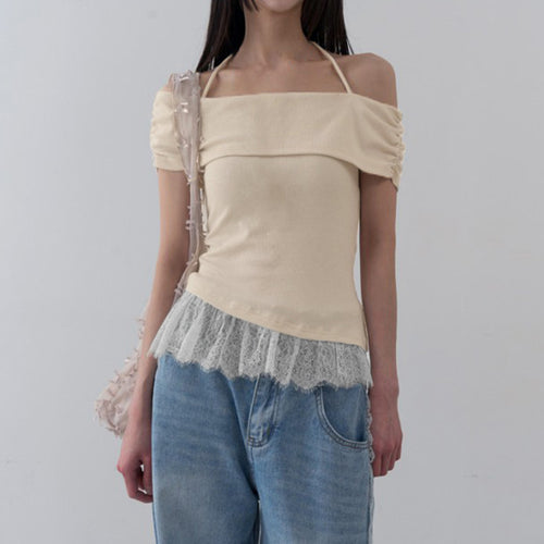 Dame Off-Shoulder topp med volangkant Skjora