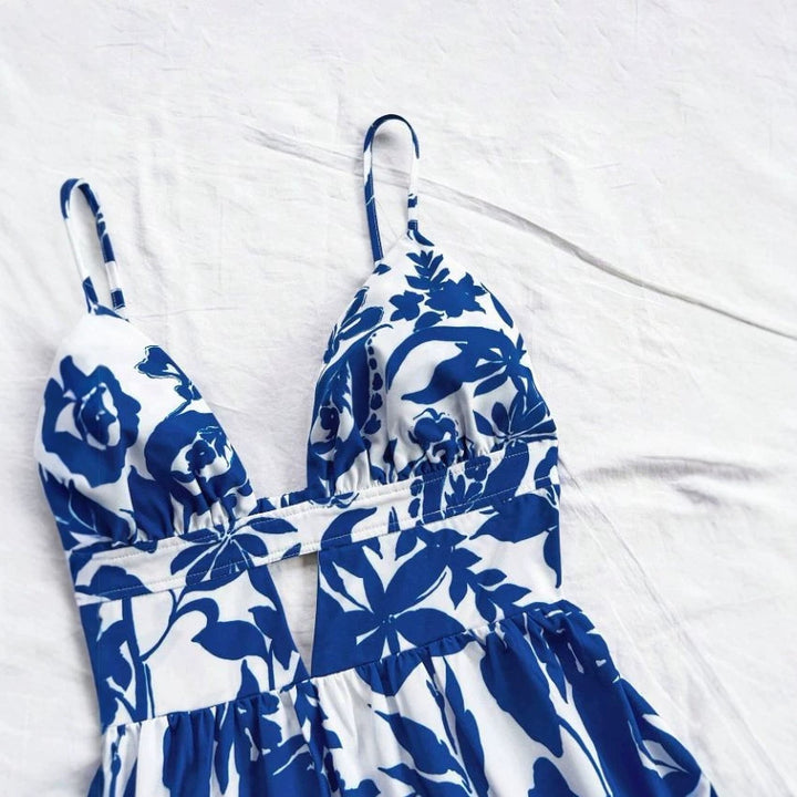 Dame sommerkjole med leken babydoll-snitt og blomsterdesign Skjora