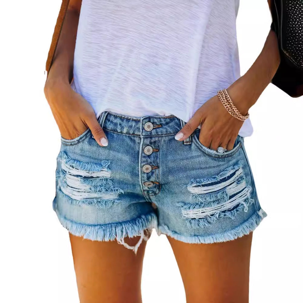Dame shorts i ødelagt design Skjora