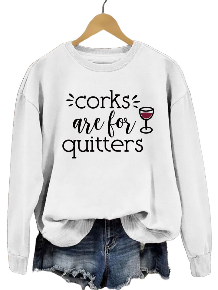 Dame sweatshirt med kreativt slogan og avslappet snitt Skjora
