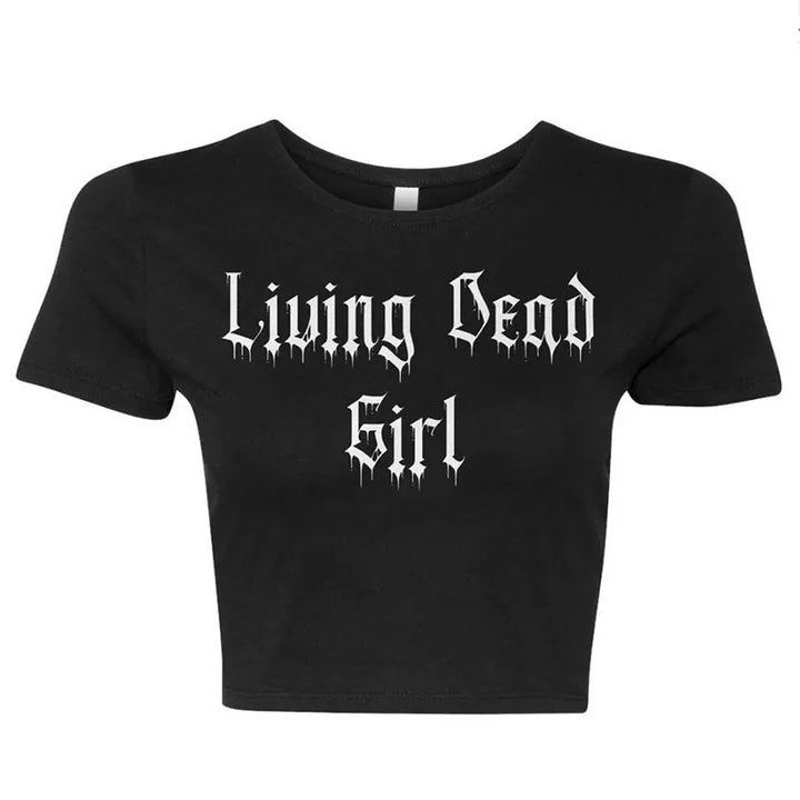 Dame cropped skjorte med iøynefallende hodeskalle-design Skjora