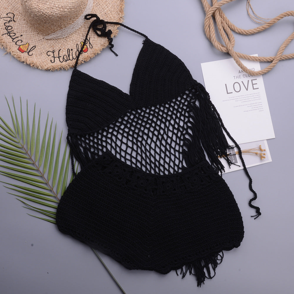 Dame heklet bikini med frynsete detaljer Skjora