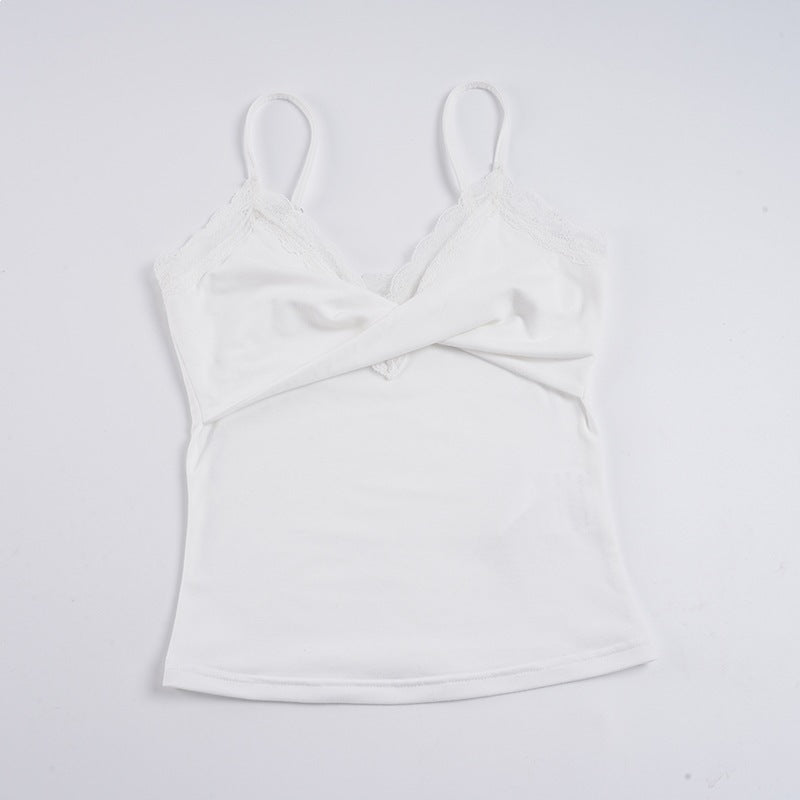 Dame Elegant Spiss Cami-Topp med tettsittende snitt og justerbare stropper Skjora