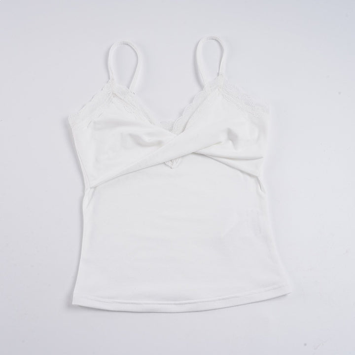 Dame Elegant Spiss Cami-Topp med tettsittende snitt og justerbare stropper Skjora