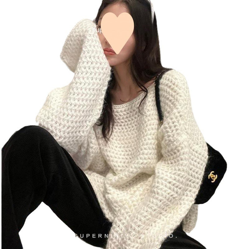 Damer Koselig Oversized Genser laget av tykkstrikket Skjora