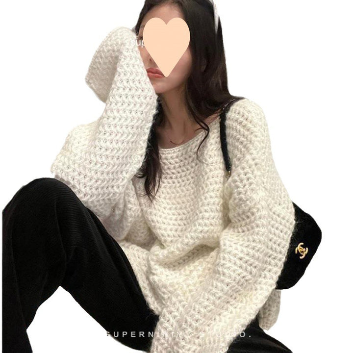 Damer Koselig Oversized Genser laget av tykkstrikket Skjora