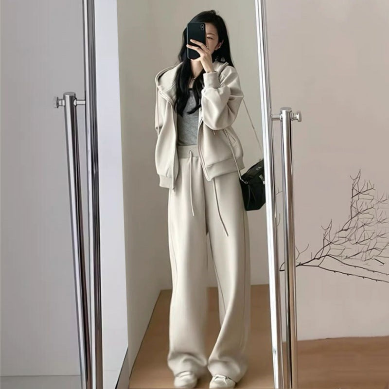 Dame Oversized Fritid Hette Sett med Dyp Utringning og Casual Bukser Skjora