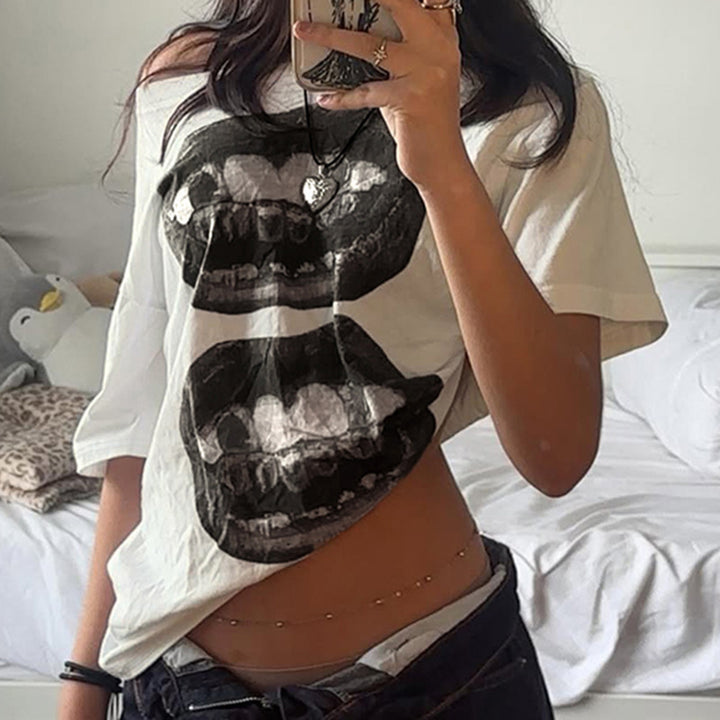 Dame Kreativt Oversized T-skjorte med grafisk trykk Skjora