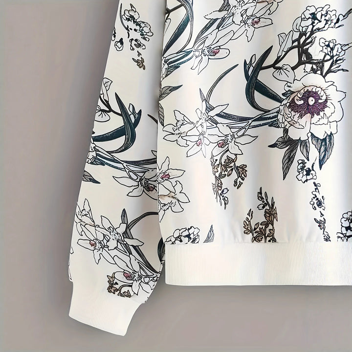 Dame sweatshirt med blomstermønster og avslappet passform Skjora