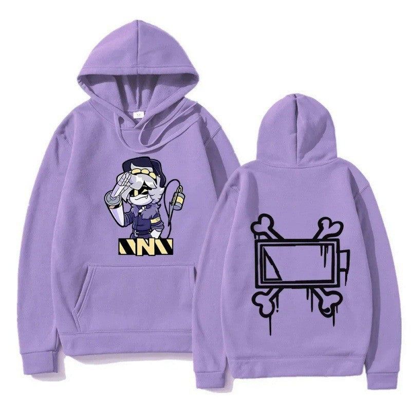 Dame hoodie med kreativt tegneseriemotiv Skjora