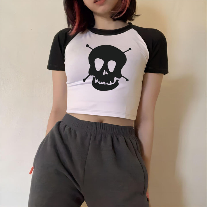 Dame crop-top med motiverende tekst og avslappet snitt Skjora