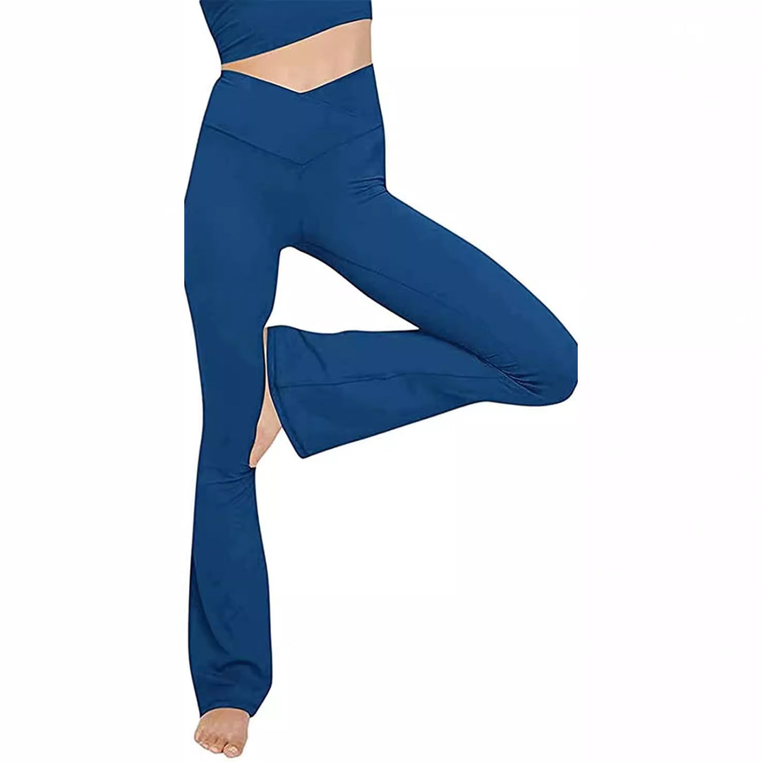 Dame Bootcut Yoga-bukse laget av elastisk materiale med høy midje Skjora