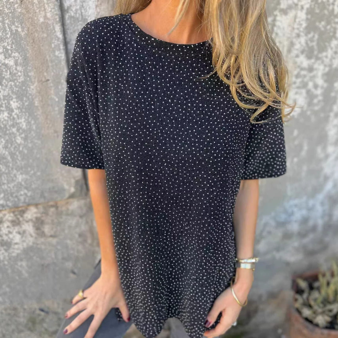 Damer Oversized T-skjorte med glitrende steiner og avslappet snitt Skjora