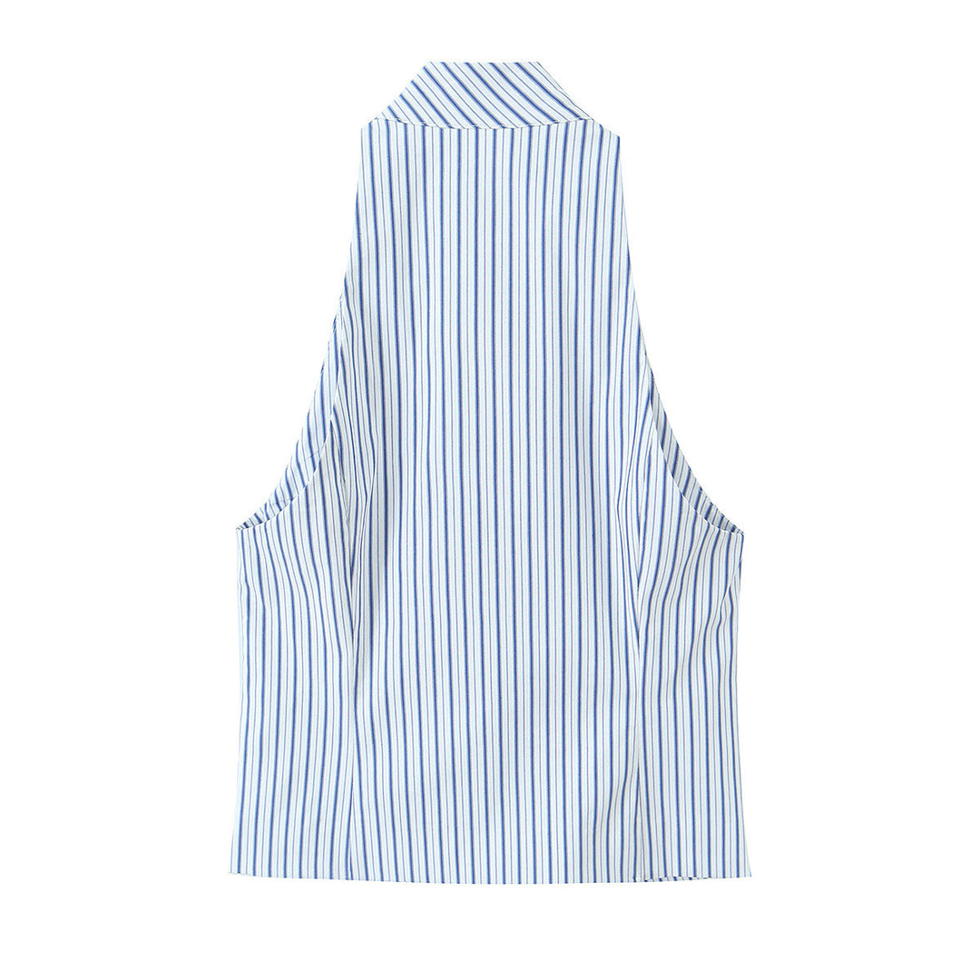 Dame elegante shorts med fint stripemønster og høy midje Skjora