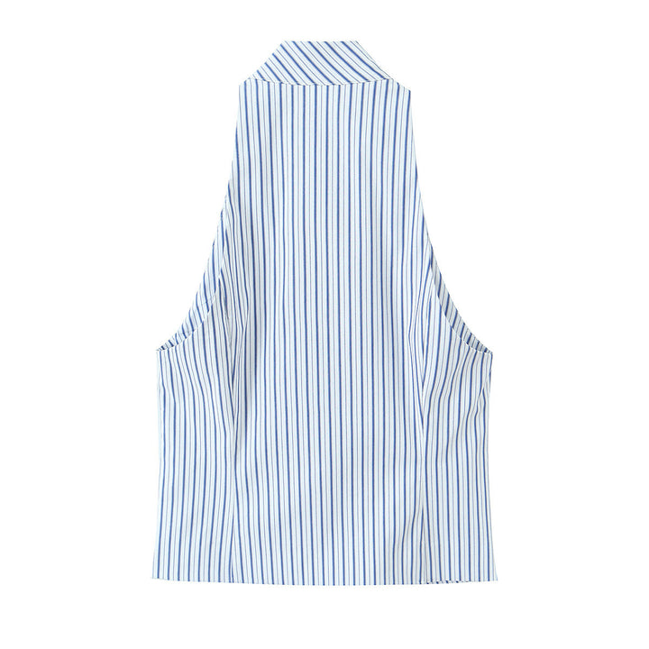 Dame elegante shorts med fint stripemønster og høy midje Skjora