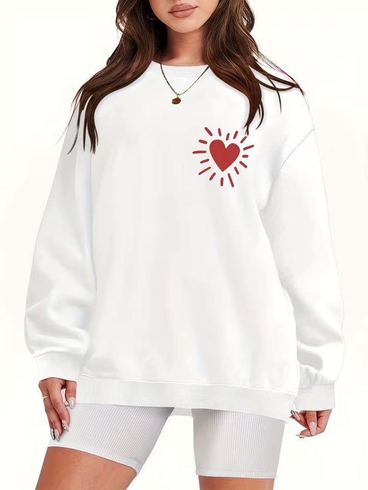 Dames sweatshirt med casual hjerte-motiv og oversized passform Skjora