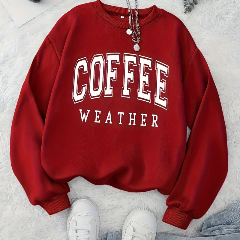 Dame sweatshirt med moderne Coffee Weather trykk Skjora