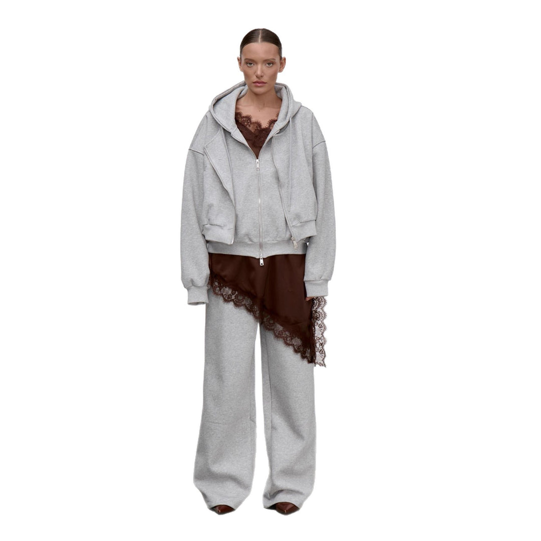 Dame Oversized Hoodie Jakke med Generøse Lommer og Stilig Design Skjora