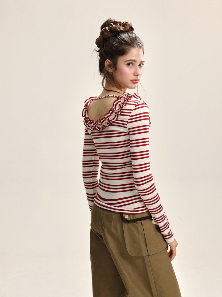 Dame Spise U-Utsnitt Slim Fit Langermet Topp