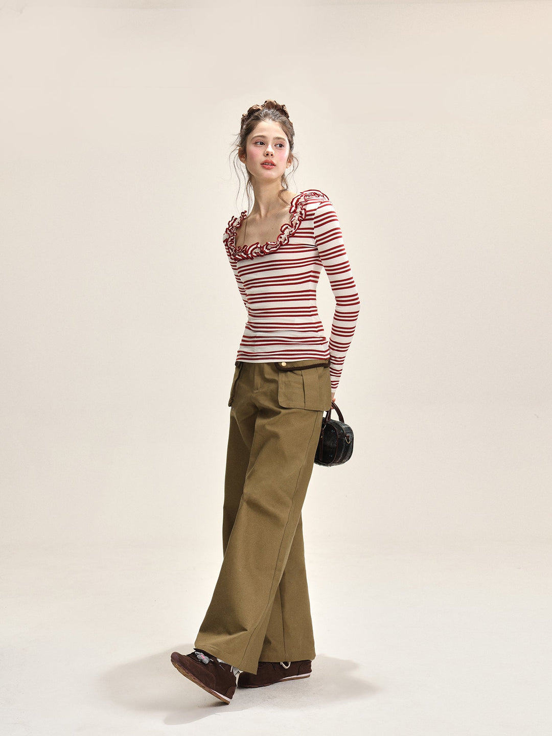 Dame Spise U-Utsnitt Slim Fit Langermet Topp