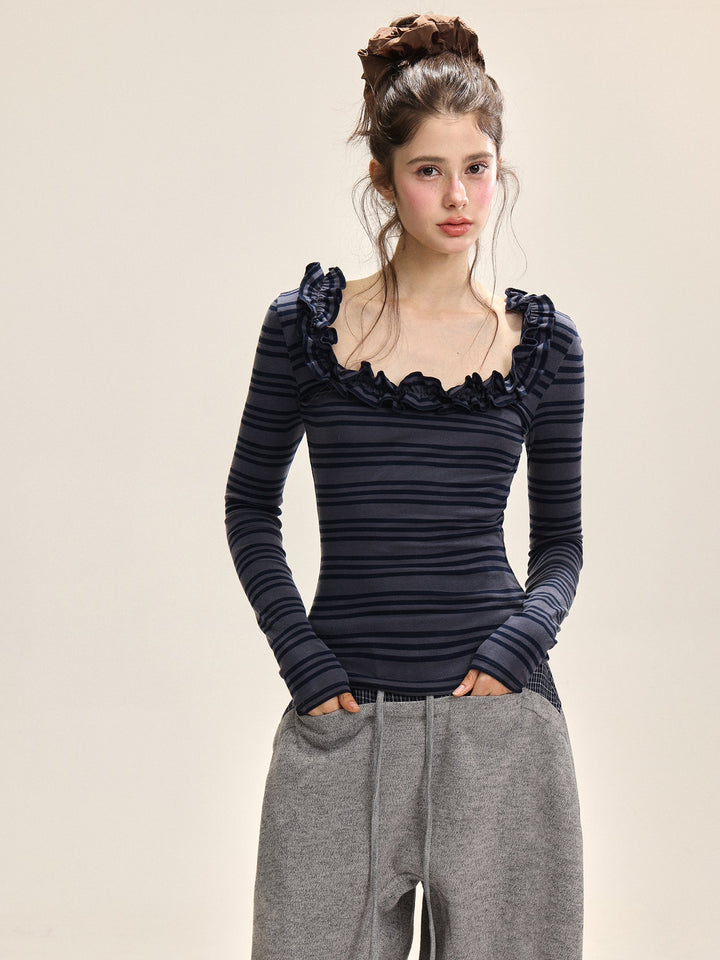 Dame Spise U-Utsnitt Slim Fit Langermet Topp
