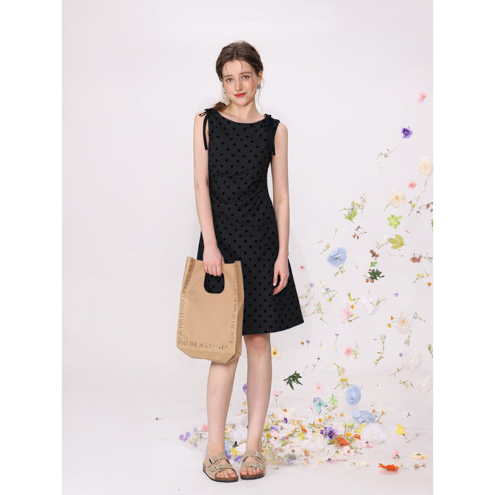Women's Dotted Dress with Darts Black